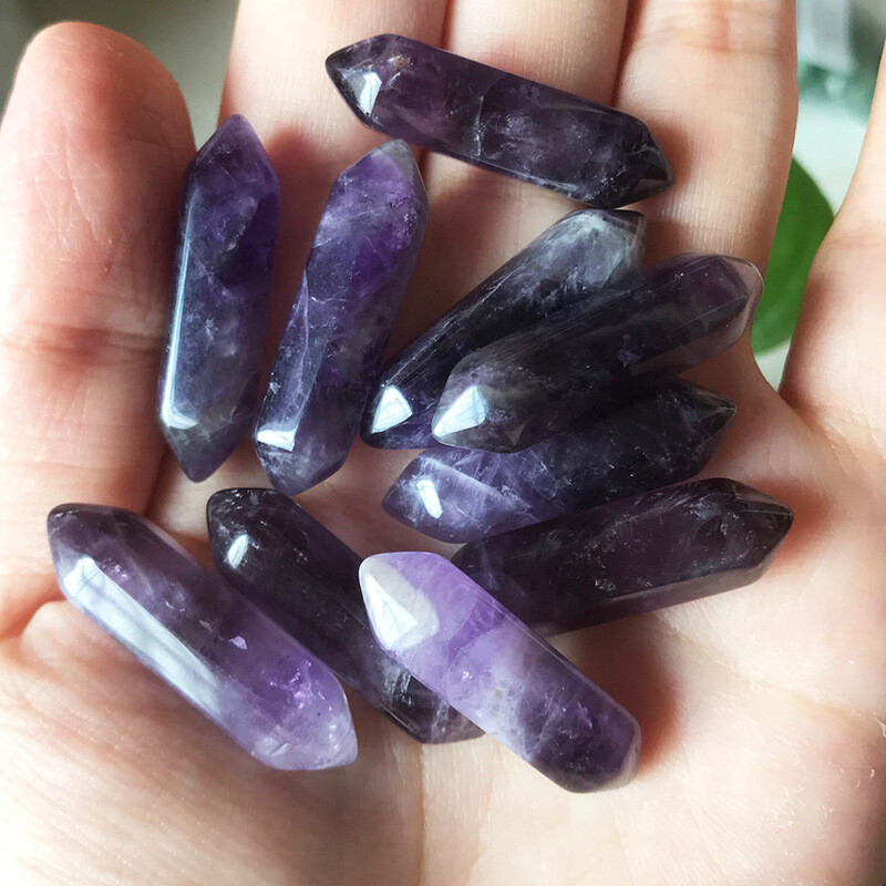 US 2-10pcs Wholesale Natural Obelisk Quartz Crystal Wand Double Point Healing