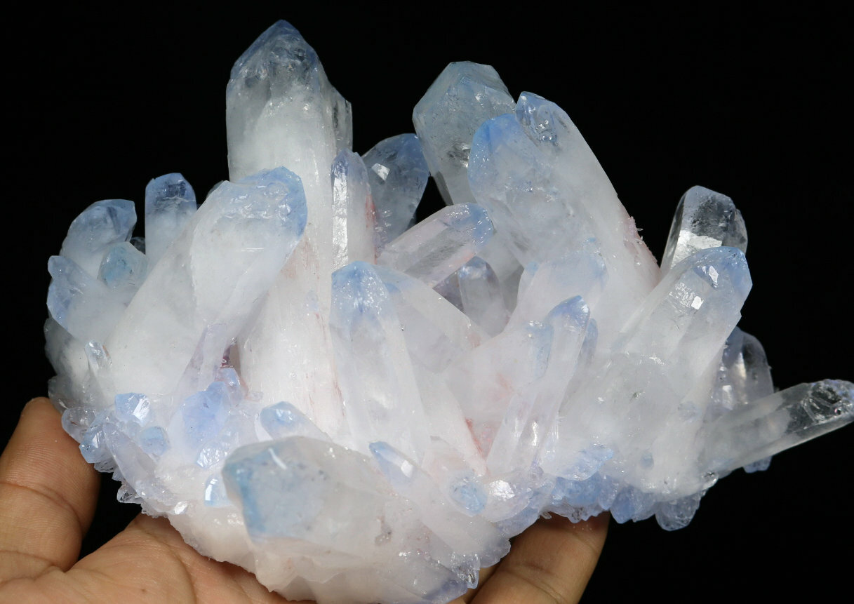 1.69lb Rare Beatiful Blue Tibetan Ghost phantom Quartz Crystal Cluster Specimen