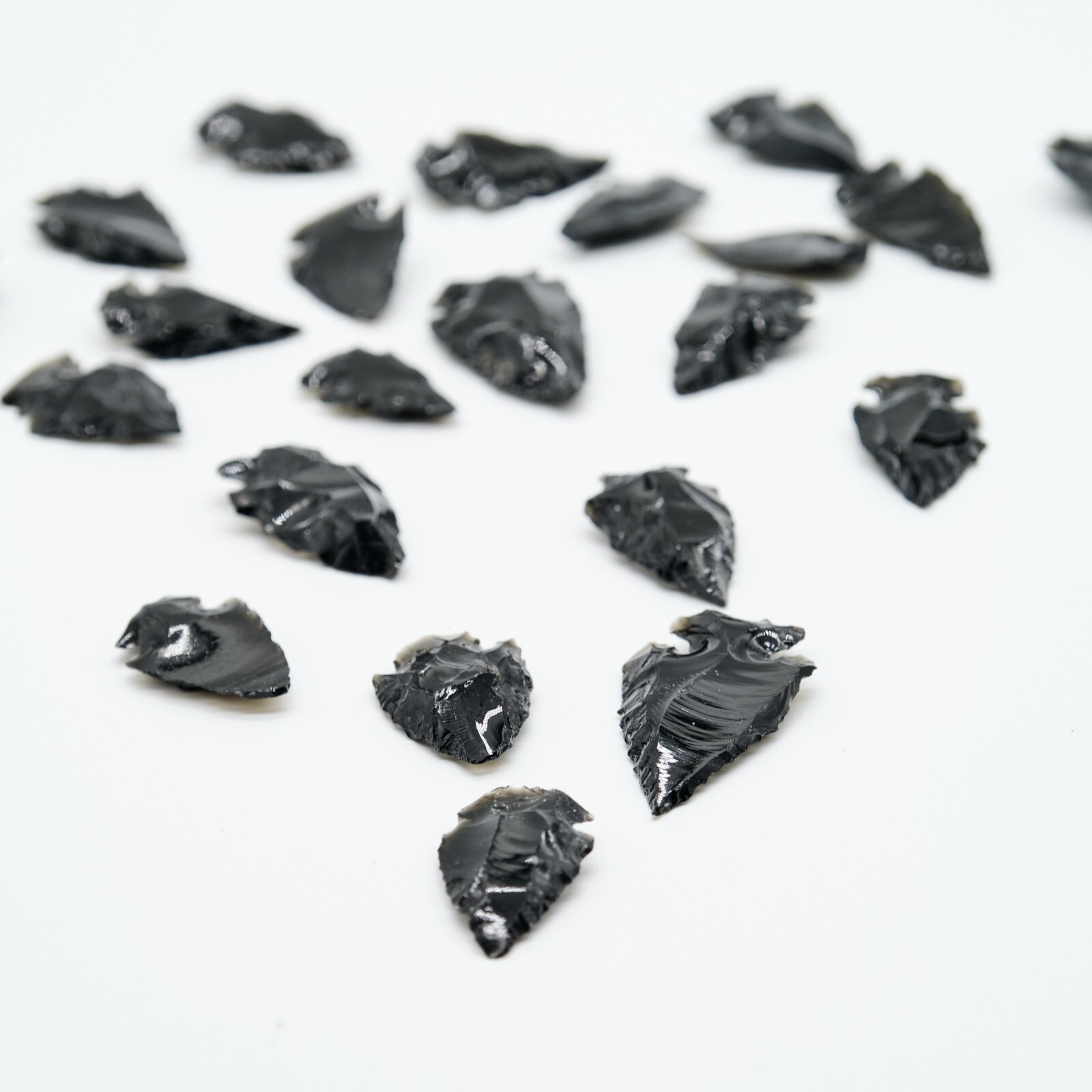 Black Obsidian Arrowhead Pendant Raw Point Carved Dragon Glass 3-5cm x 3 Pieces