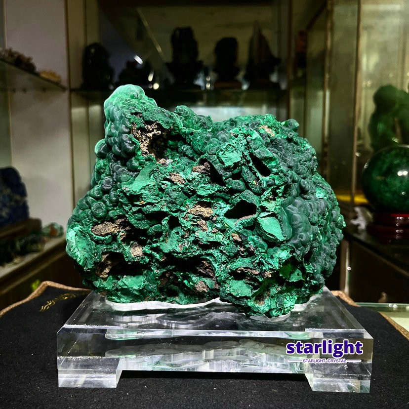 12LBNatural Raw Botryoidal Malachite Cluster Rough Green Mineral Specimen With C