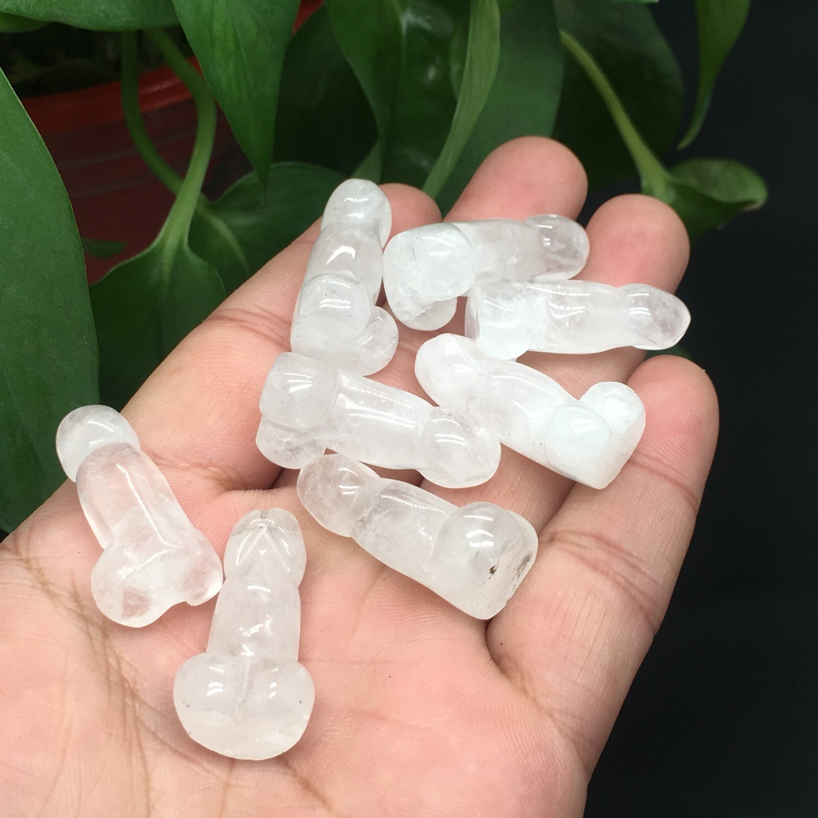 5pcs Natural white Male penis Quartz crystal Figurines Gem reiki healing random