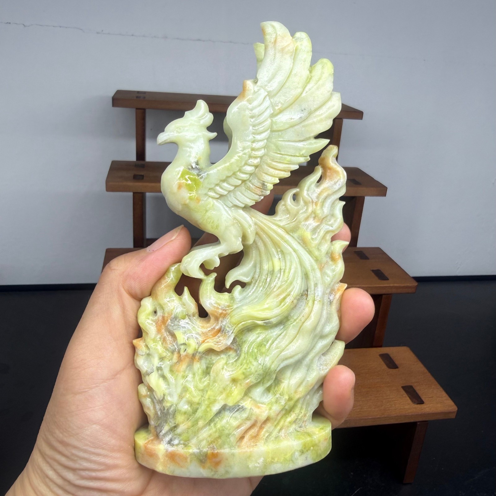 5.8″ Natural GreenjadeQuartz hand carved Phoenix skull Crystal reiki healing 1pc
