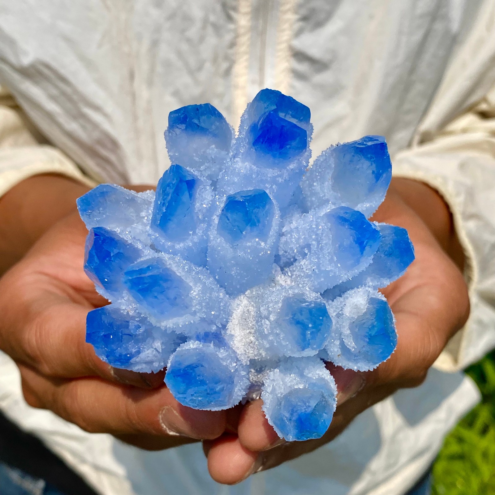 313G New Find blue Phantom Crystal Quartz Cluster Mineral Specimen Healing