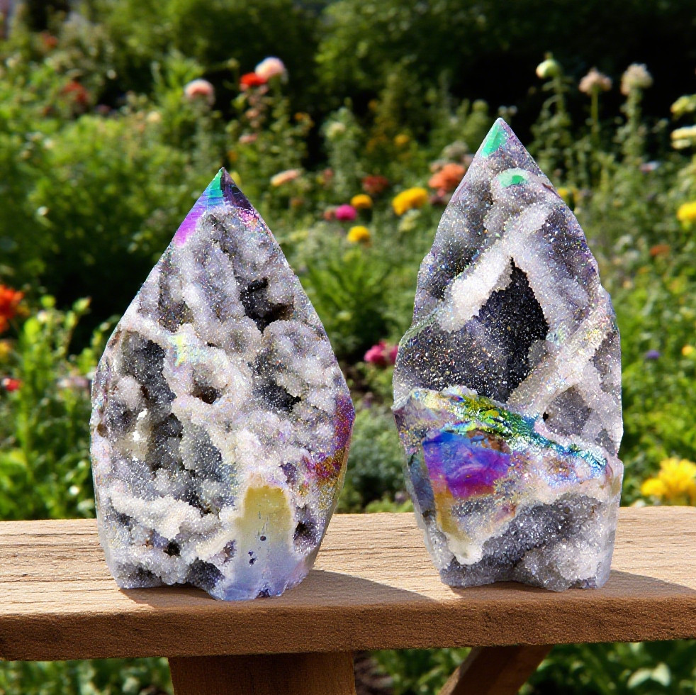 150-200g Angel Aura Sphalerite Tower Rare Rainbow Metallic Crystal Energy Gener