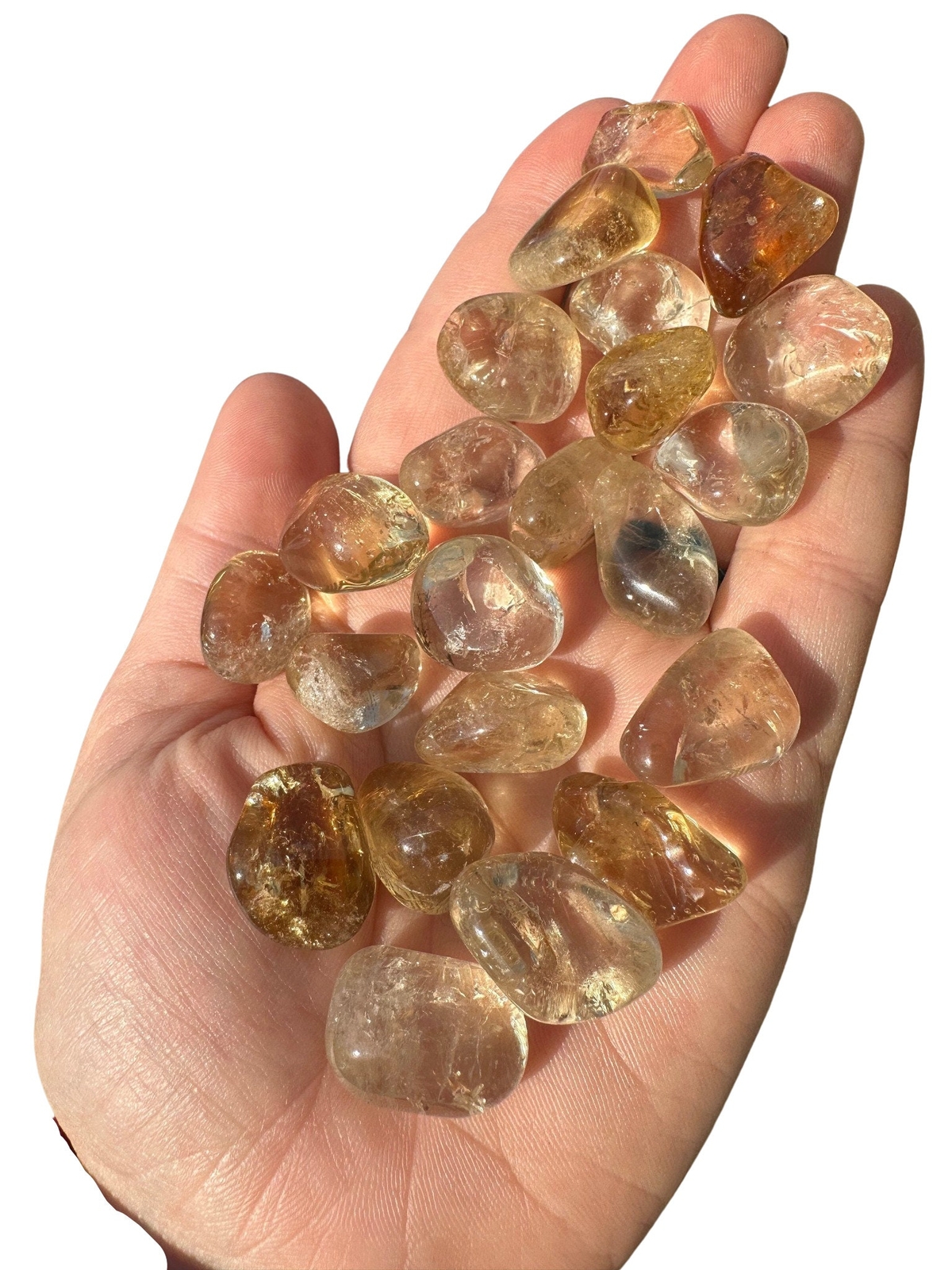 Natural Citrine Crystal Light (Grade AB) Natural Citrine Tumbled Stone, Zambia