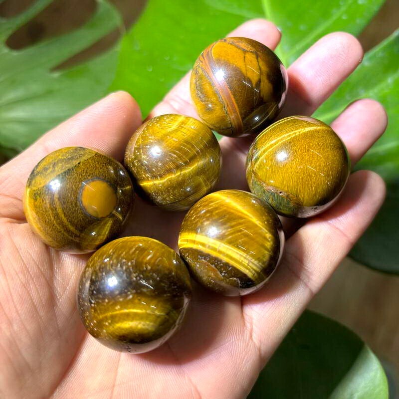 6pcs Set Natural Tiger’s eye Sphere 30mm Tiger Eye Ball Quartz Crystal Healing