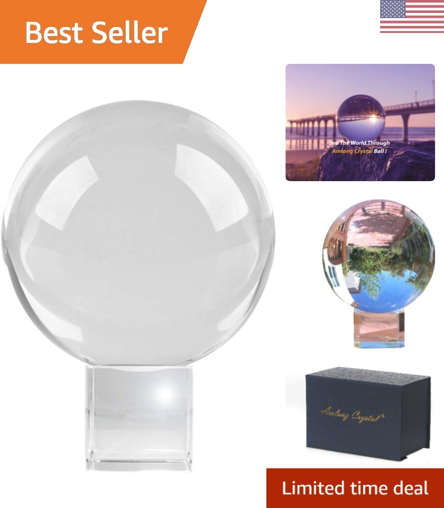 Clear 3.25″ K9 Crystal Sphere with Free Stand – Perfect for Photography & Decor
