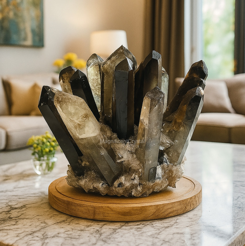 NEW FIND Rare Smoky Quartz Crystal Cluster Natural Geode Mineral Specimen Gift