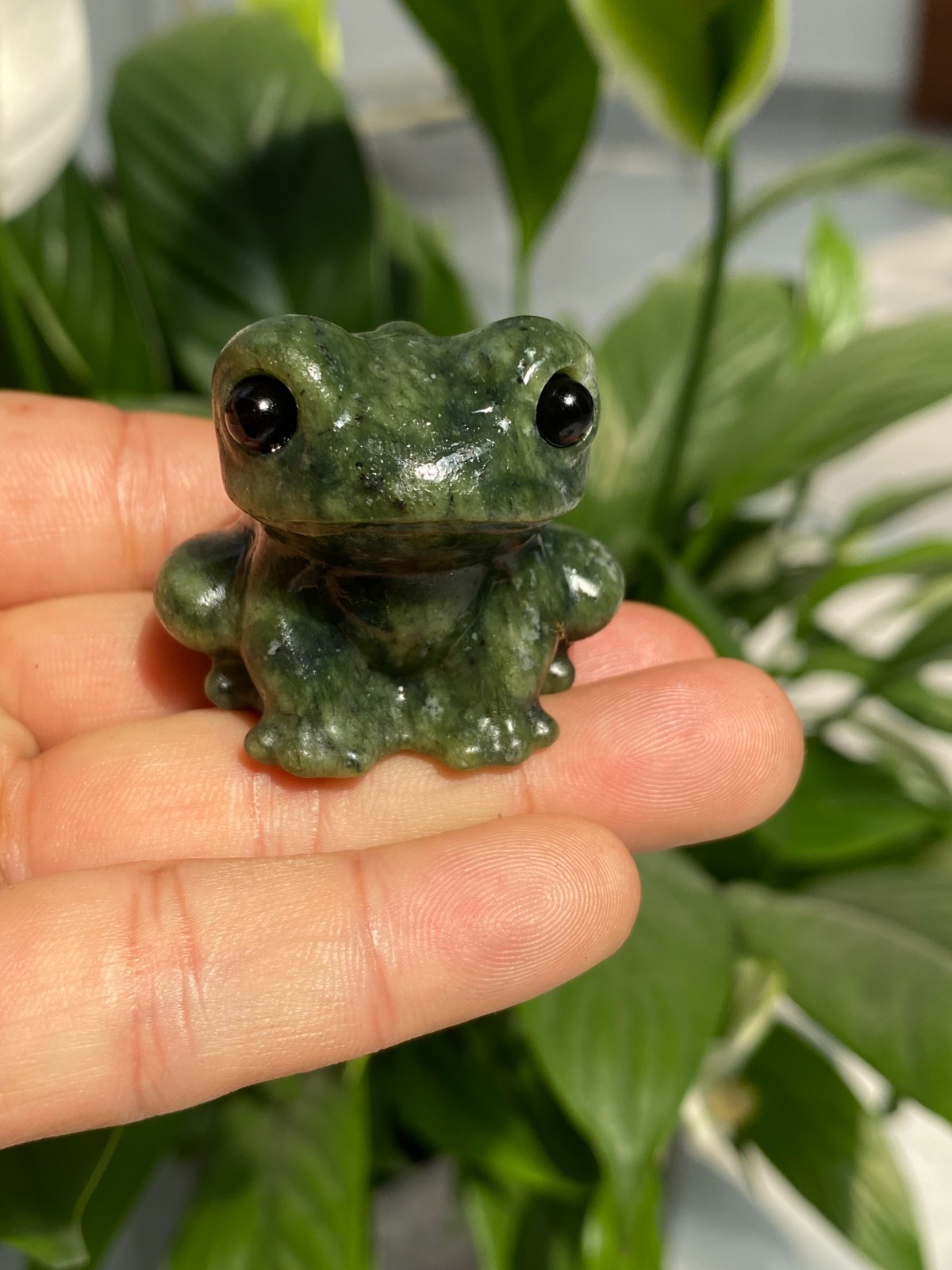 1pc Natural Green Jade Quartz Carved Crystal Frog skull reiki heal gift Decor