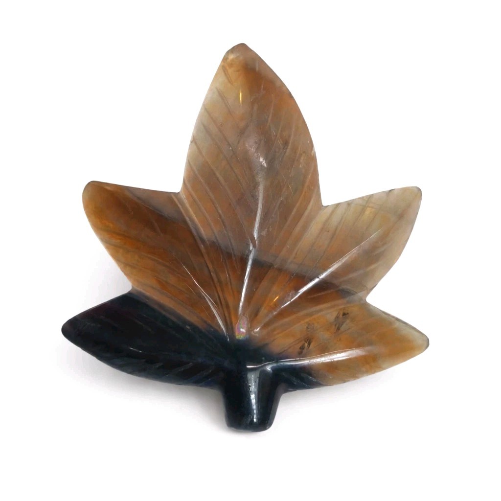 Hand Carved Polished Fluorite Leaf – 52g – USA