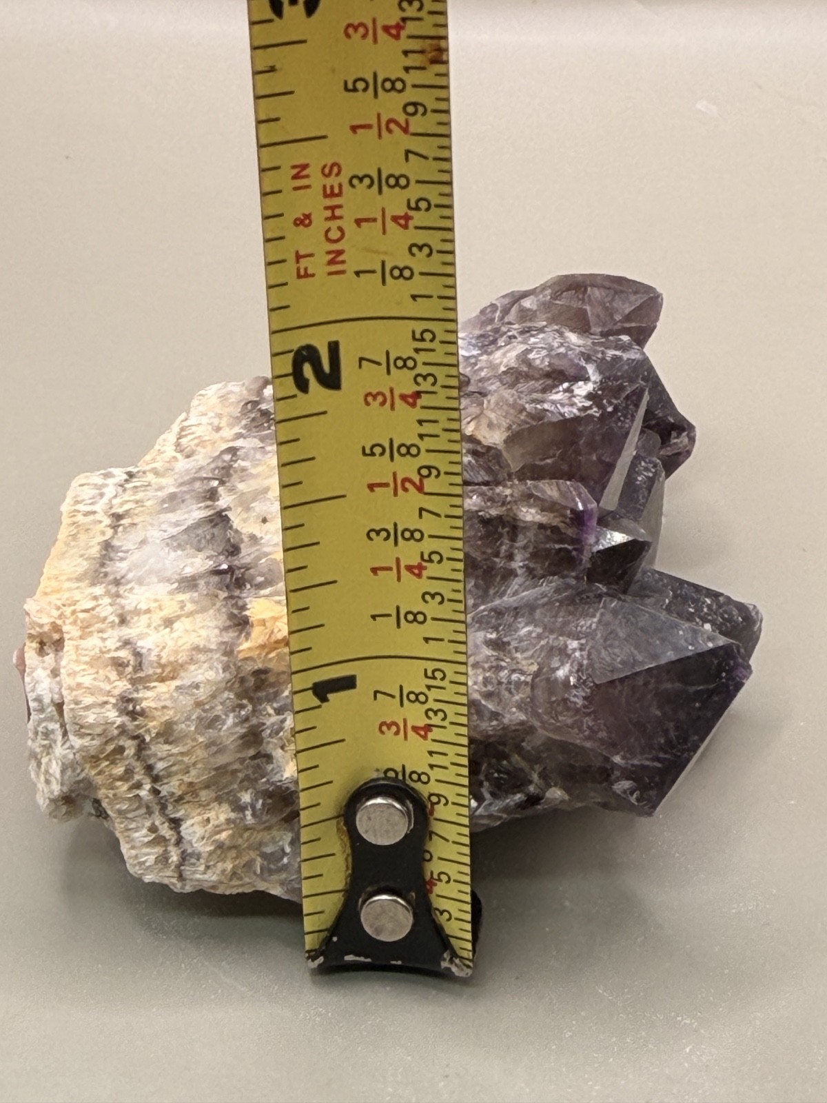 Natural Dark Amethyst Cluster ∼4″ – Raw Purple Chevron Quartz Crystal Points