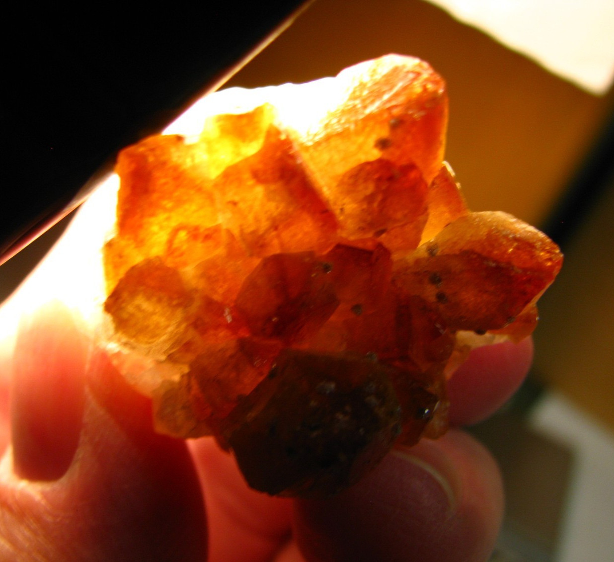 56g 1.8×1.3×1.4inch GOLDEN/YELLOW CITRINE CRYSTALS CLUSTER ON QUARTZ BRAZIL #049