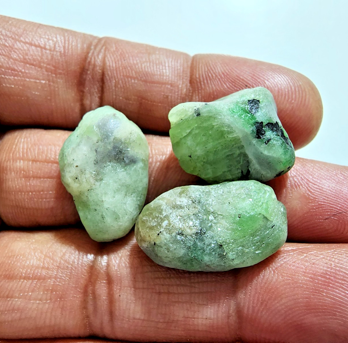 3 Pcs Top Tsavorite Garnet Rough 23-18mm Green Untreated Crystal Jewelry Making