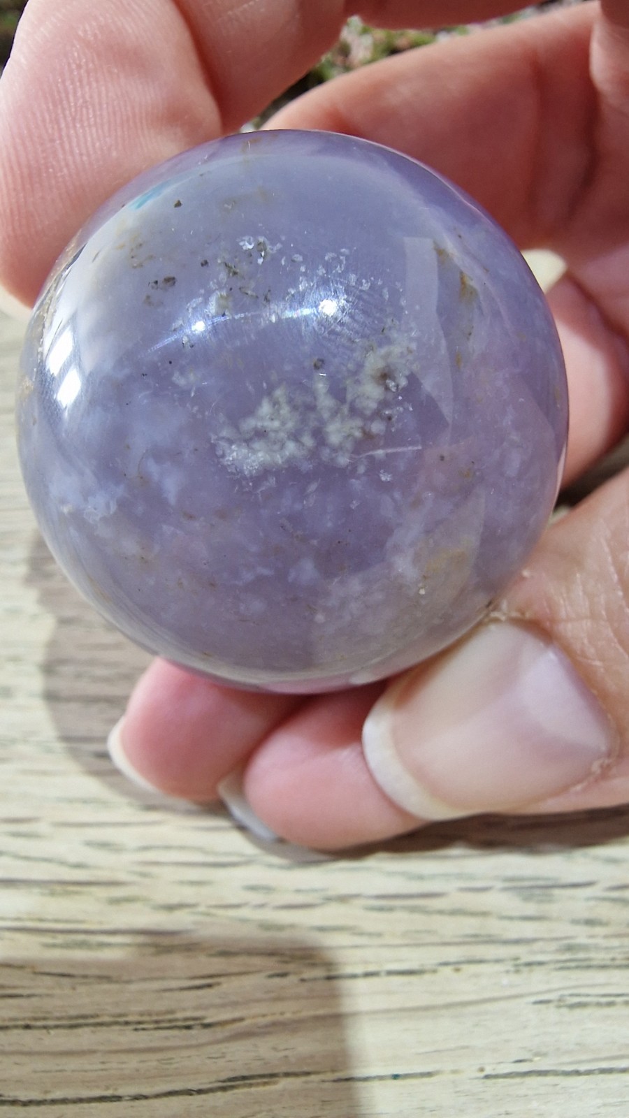 Blue Chalcedony Crystal Sphere 37mm 72g + Stand