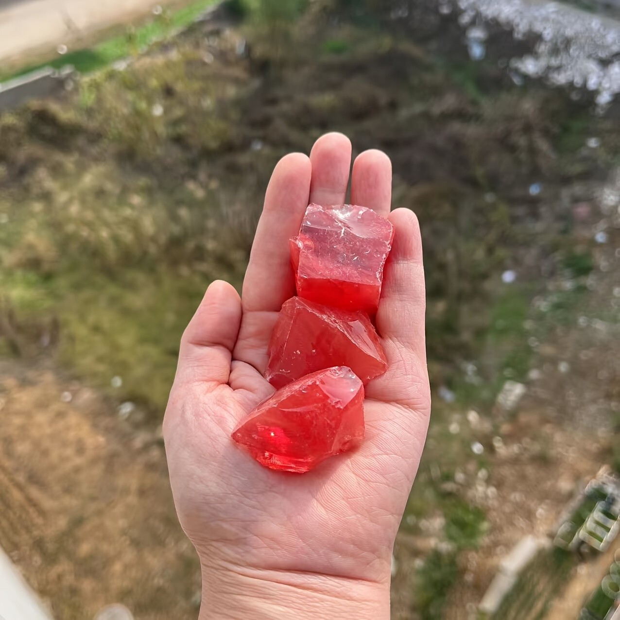3Pcs Cherry Quartz Raw Stone Crystal Mineral Specimen Healing Energy Gifts