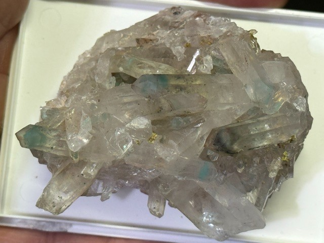 SEE VIDEO: RARE AJOITE INCLUDED QUARTZ CLUSTER, MESSINA MINE ,SOUTH AFRICA