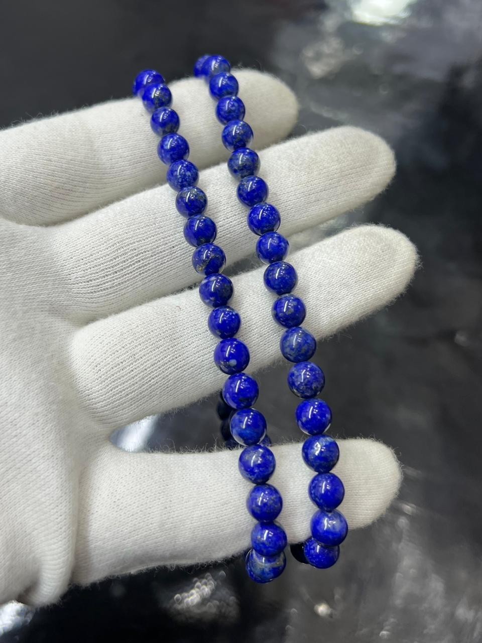 Lapis Lazuli Beded Necklace Top Quality Handcrafted Royal Blue