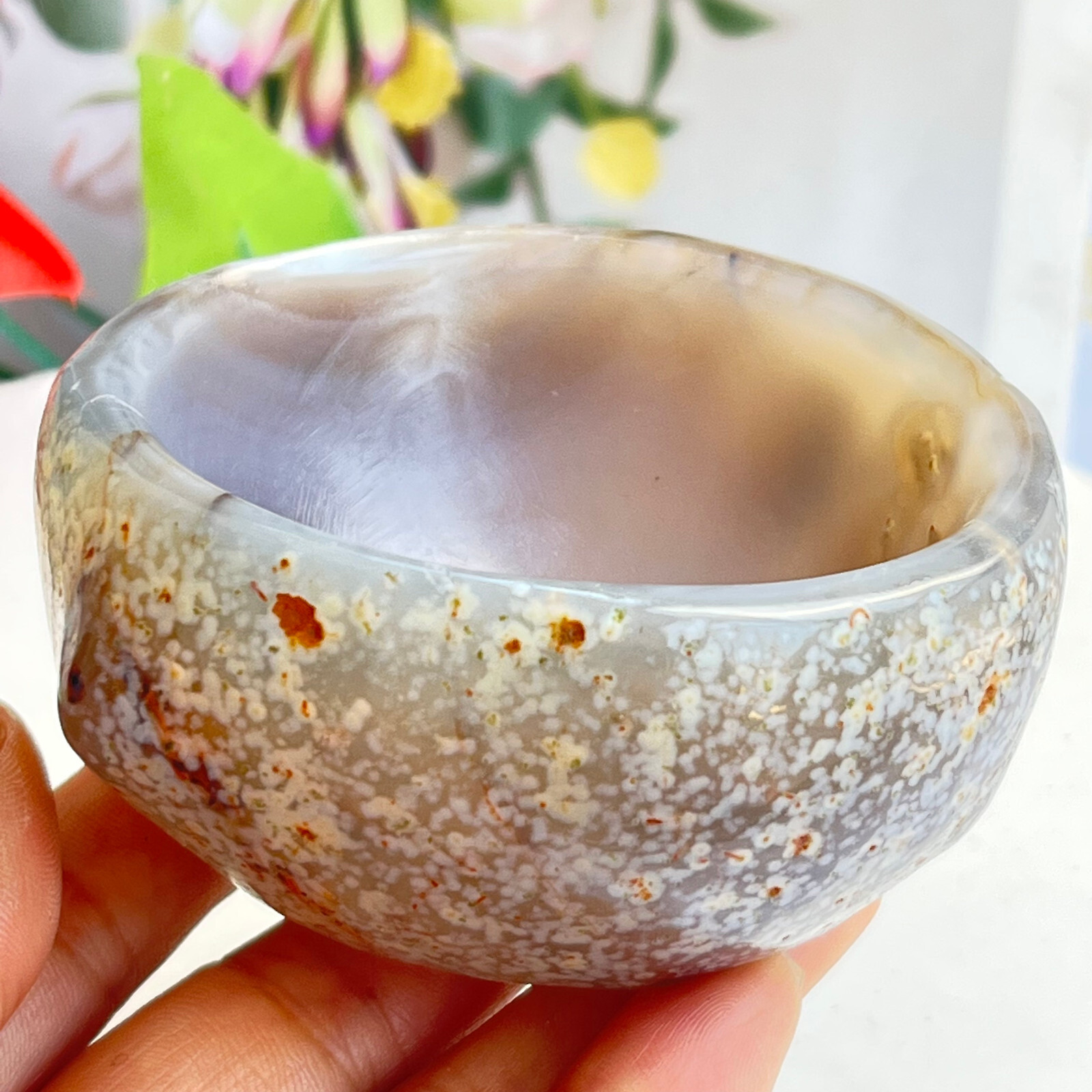261 TOP Rare Natural Agate ashtray Polished Coin Dish Madagascar MD7