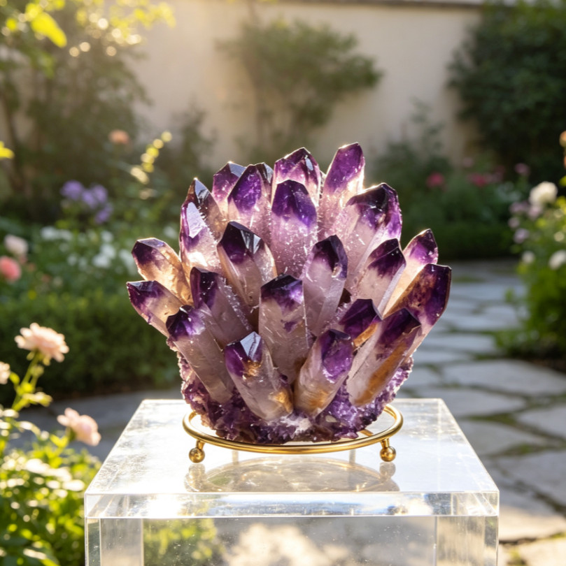 Natural Purple Quartz Cluster Amethyst Geode Healing Wealth Manifestation Decor