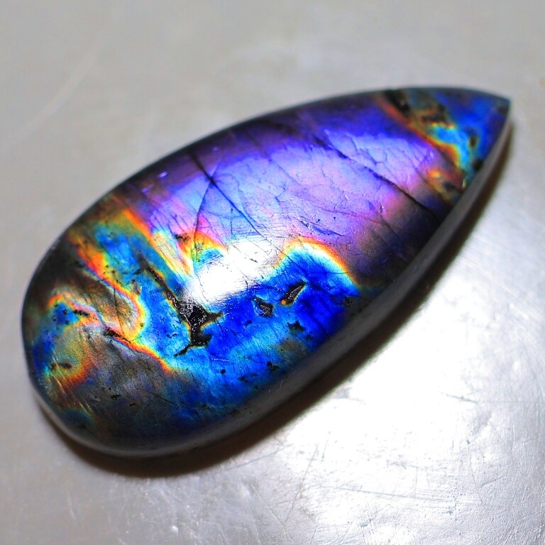 Natural Labradorite Pear , 0.5″- 4″ High Purple Multi Flash, Pick a Size