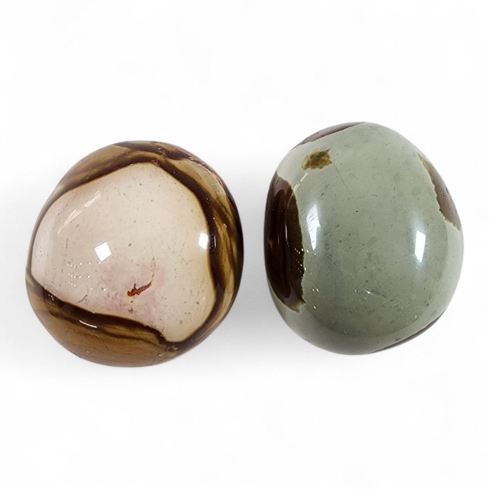 Polychrome Jasper Polished Pebbles Madagascar 126.2 grams. 2 Piece Lot