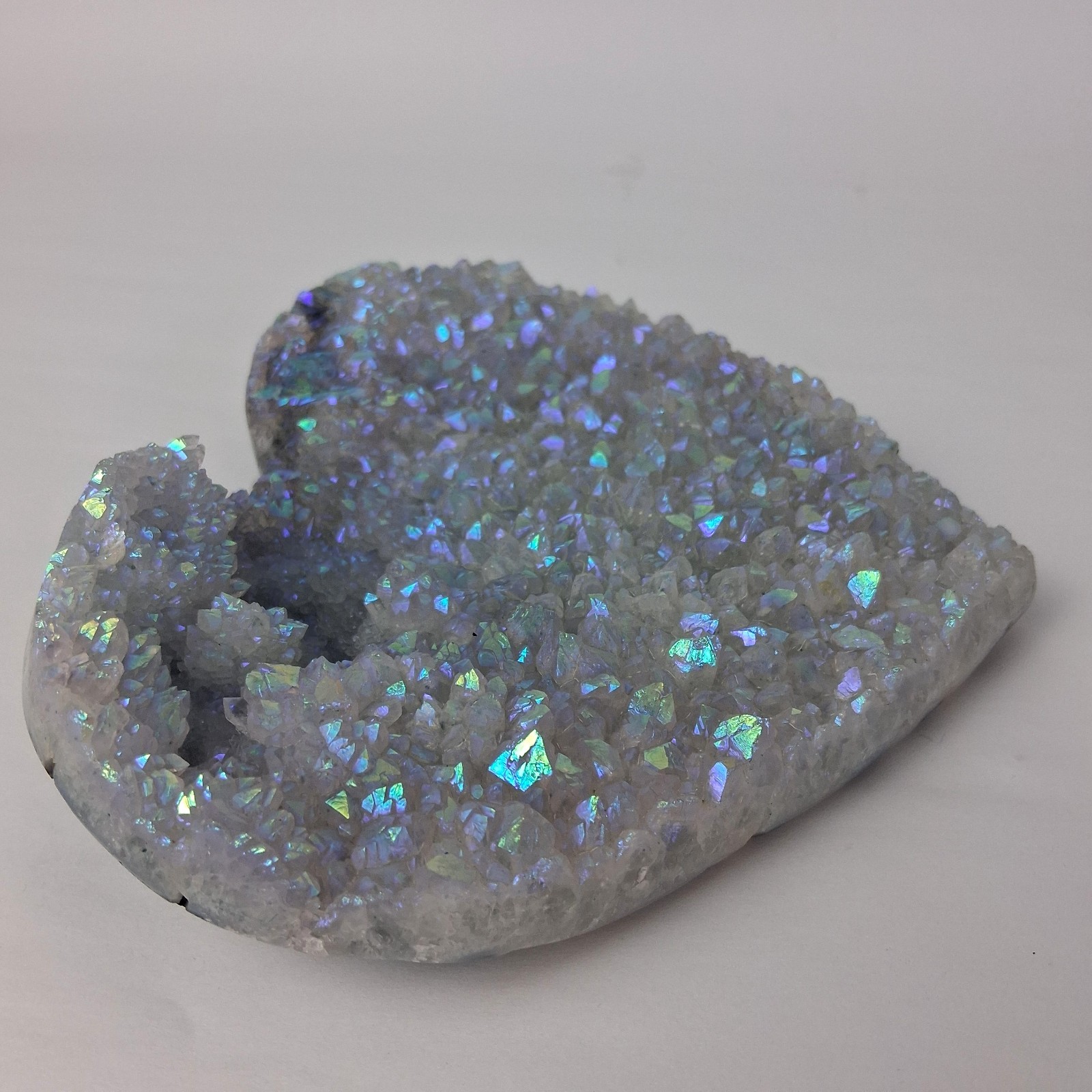Heart Shaped Angel Aura Quartz Crystal Cluster Natural Rock 7 x 6 in
