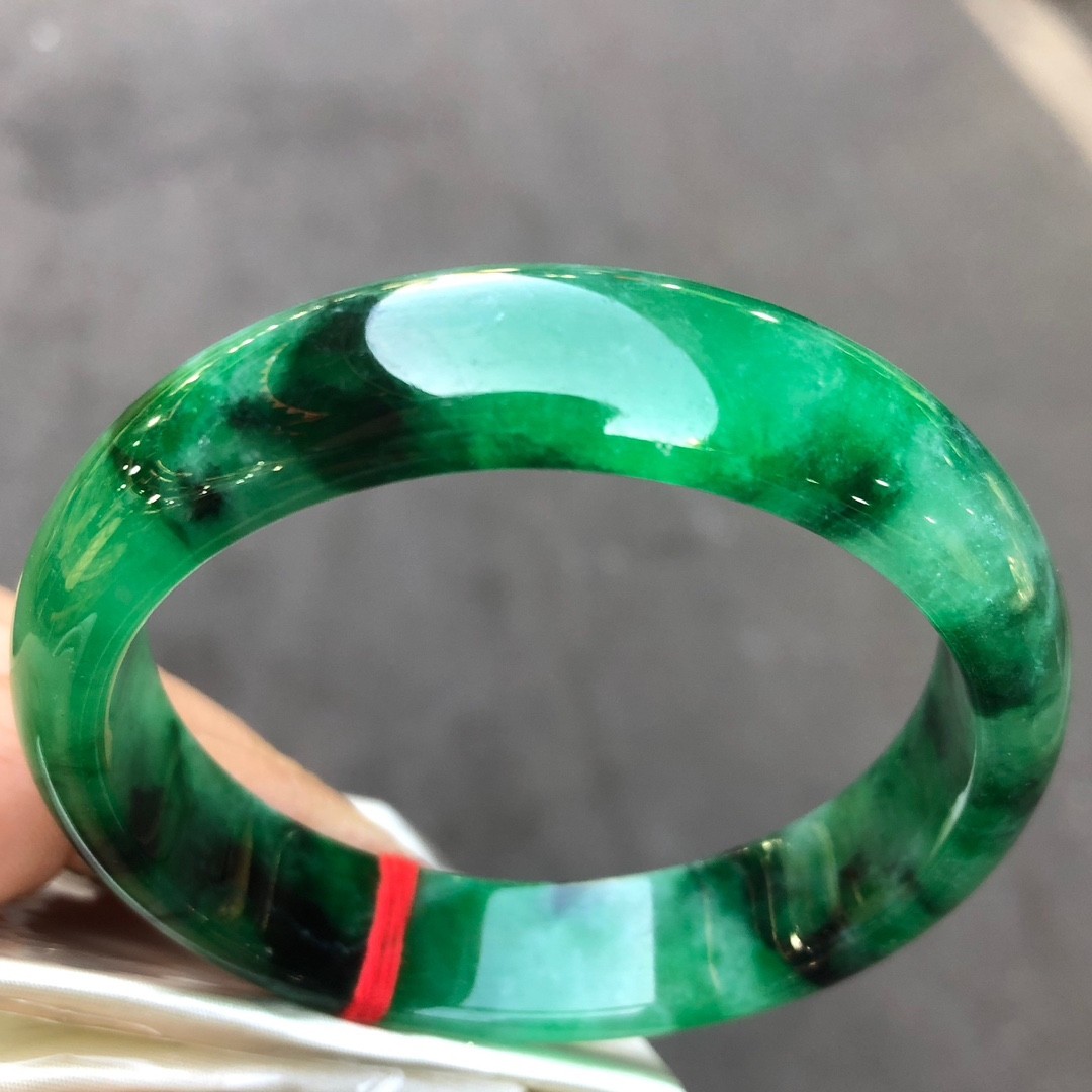 Certified Natural Grade AAA Ice Green Burmese Jade jadeite bracelet bangle 59MM