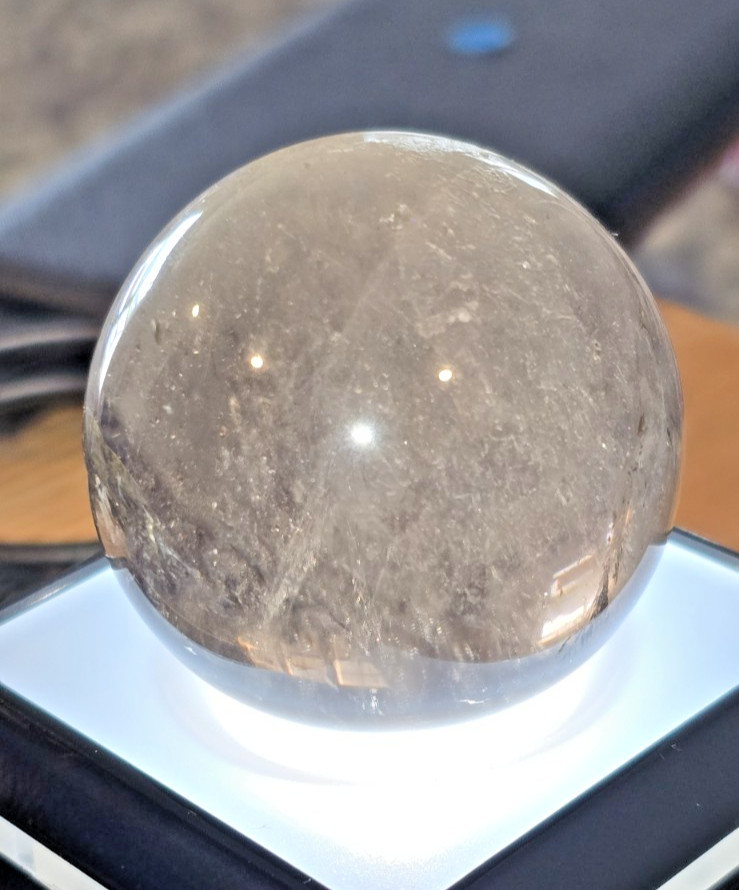 44mm Smoky Quartz Crystal Sphere Natural Smokey Quartz Ball Healing Rainbows
