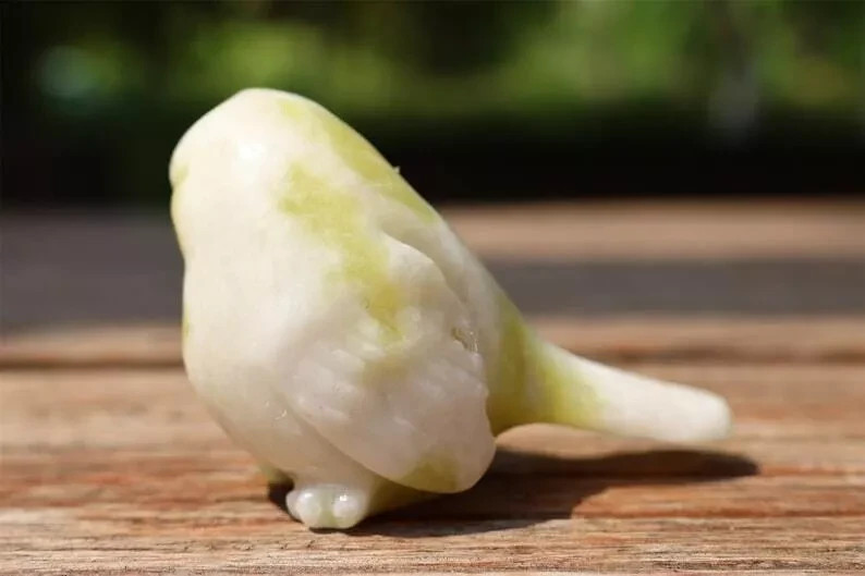 2.4” Natural Lantian jade Quartz Carved Bird Skull Crystal Reiki Decor Gift 1pc