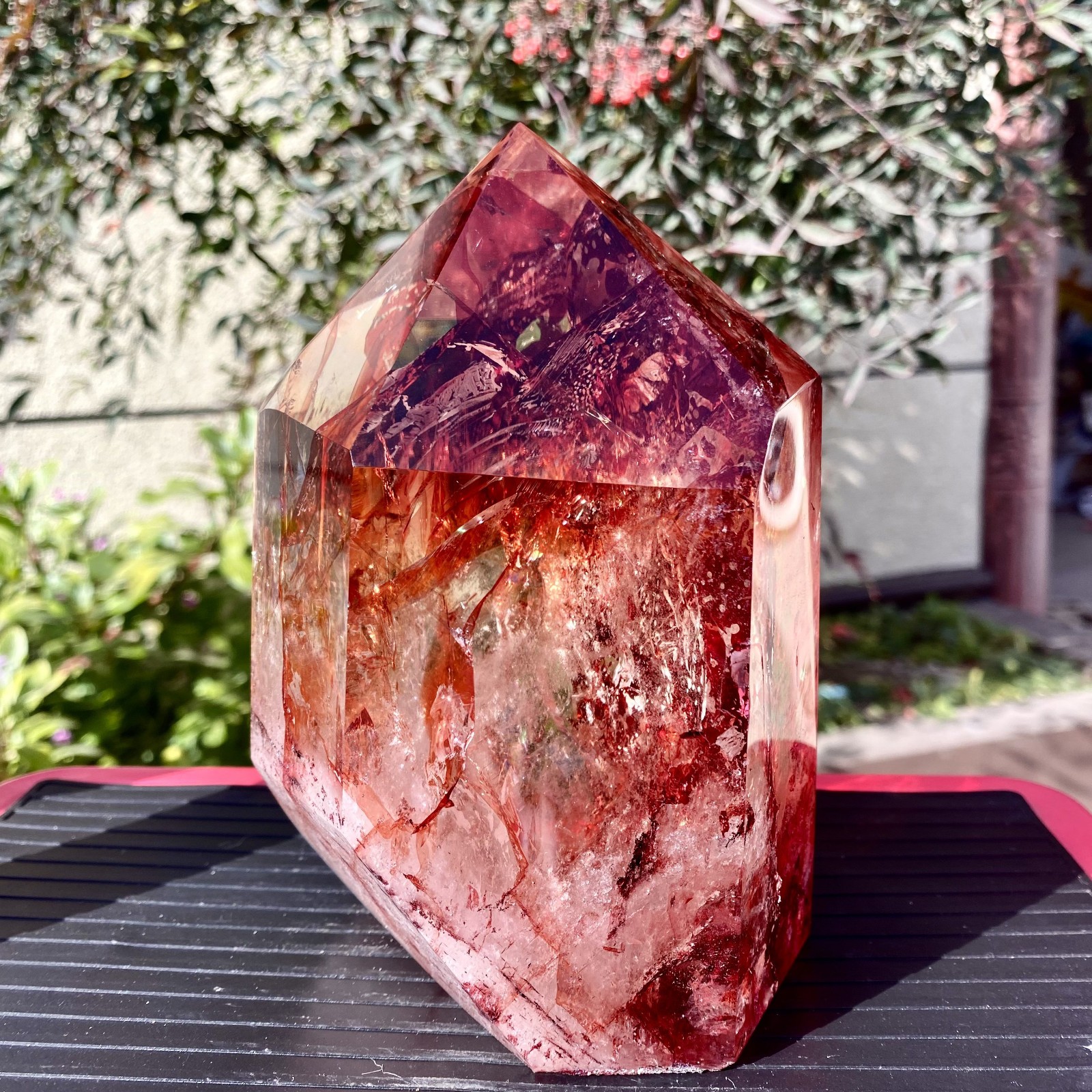 3.92LB Natural Crystal Red Ghost Quartz Mine Crystal Tower Decoration-
