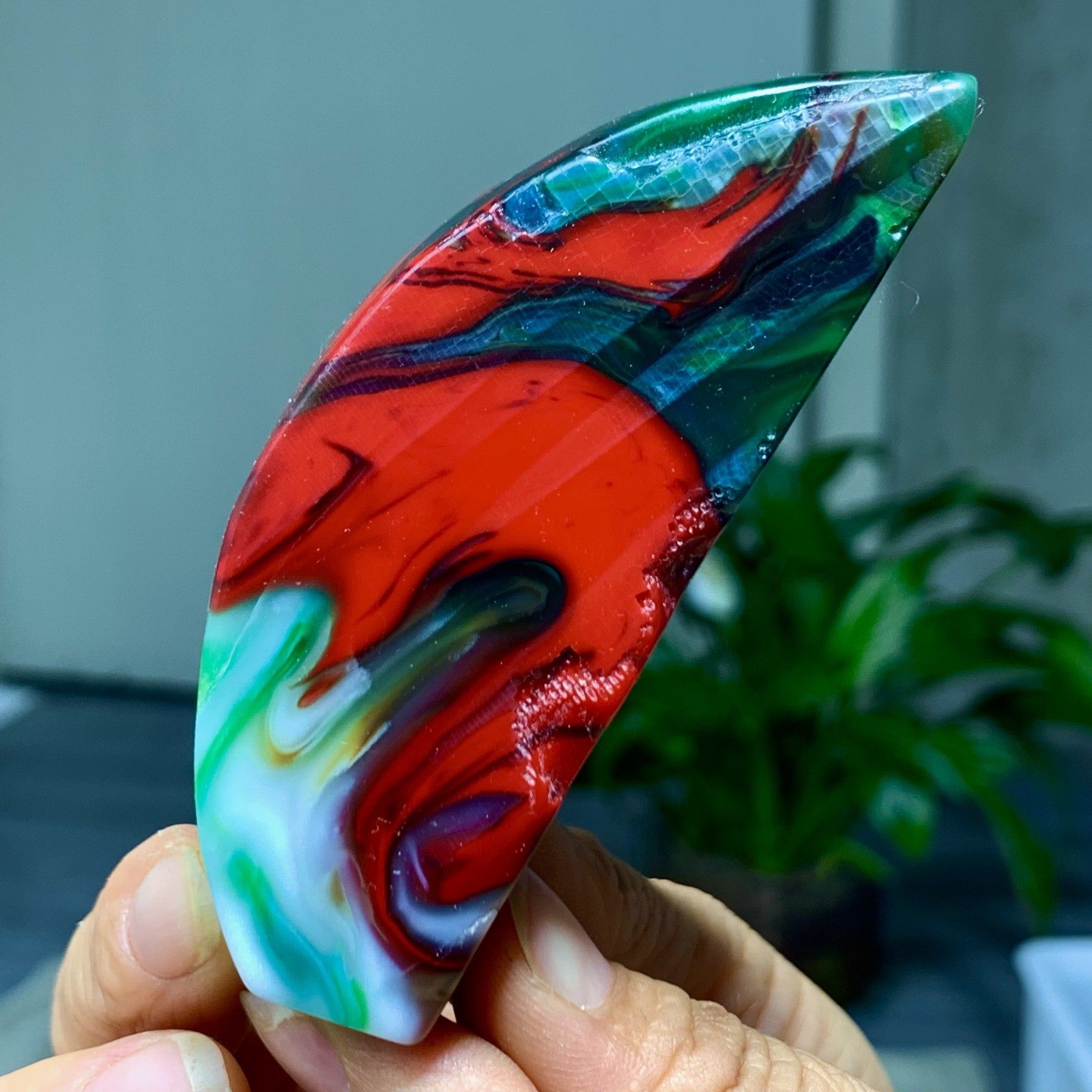 118G Natural NanHong Agate block multicolored Pattern Cabochon mineral Crystal-