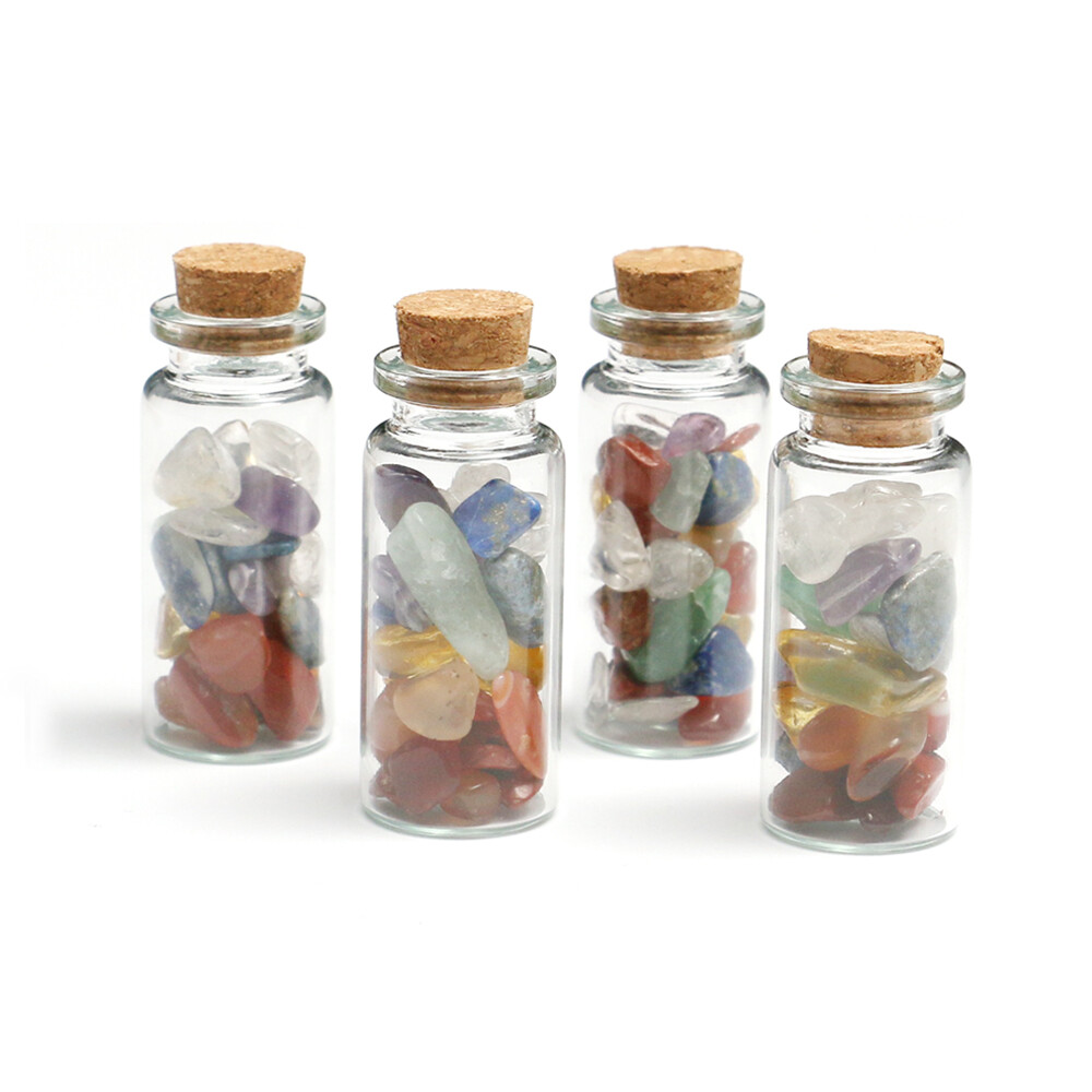 Wishing Bottle 7 Chakra Tumbled Stone Chip Gemstone Crystal Healing Witchcraft