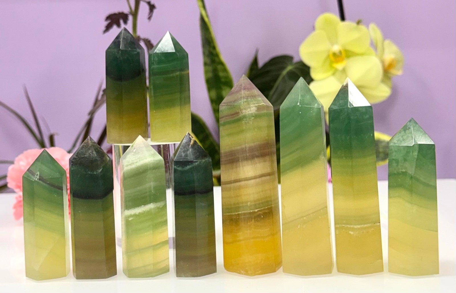 Wholesale Lot 2 Lbs Mango Fluorite Tower Obelisk Point Natural Crystal