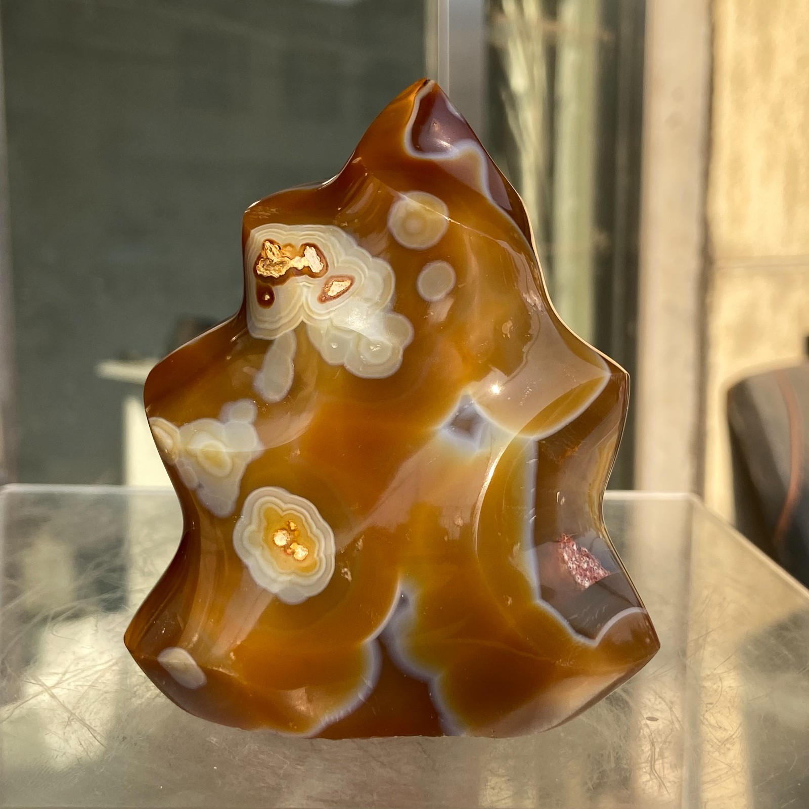 458g High Quality Natural Colourful Chalcedony Agate Torch Crystal Reiki Healing