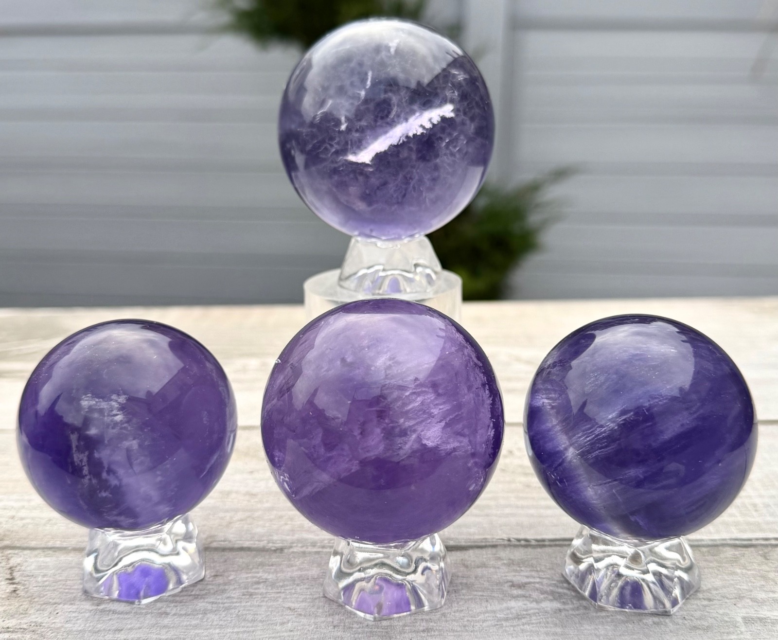 Wholesale Lot 4-5 Pcs Natural Purple Fluorite W Mica Sphere Crystal Ball Healing