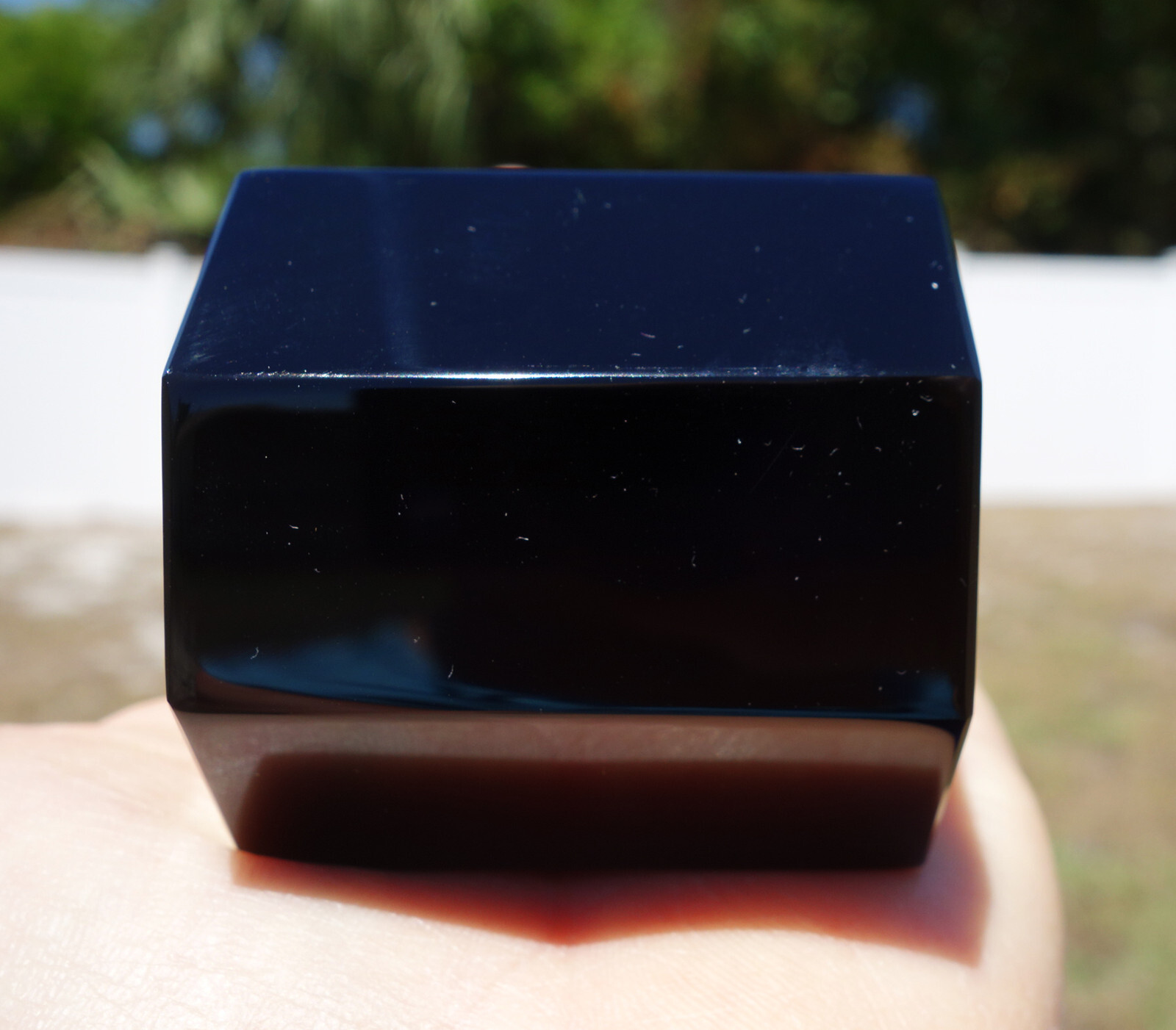 Large Black OBSIDIAN Octagon Scrying Mirror Tarot Crystal MEXICO Volcanic Glass