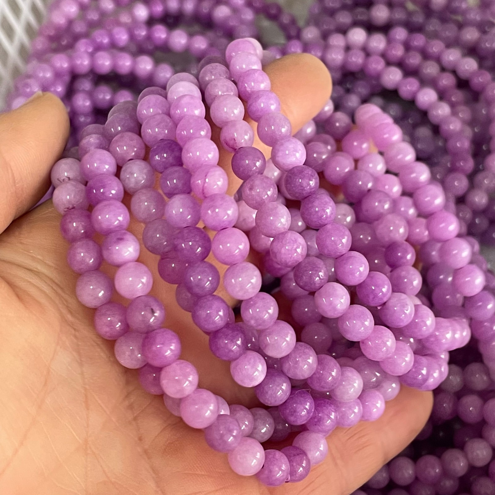 10pcs Kunzite Beads Purple Crystal Healing Reiki Infused Gemstone Size 6mm