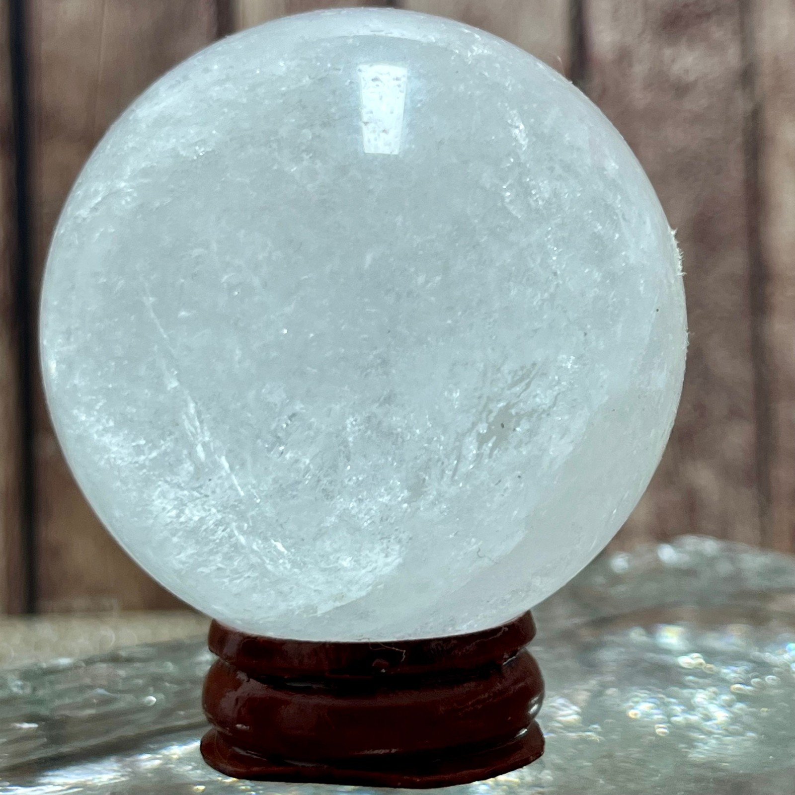 Genuine Clear Quartz Crystal Sphere Ball Polished Stone Feng Shui Wealth 228 g