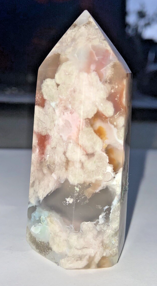 Flower Blossom Agate Crystal Tower Point 7-8cm Obelisk HIGH QUALITY DRUZY Polish