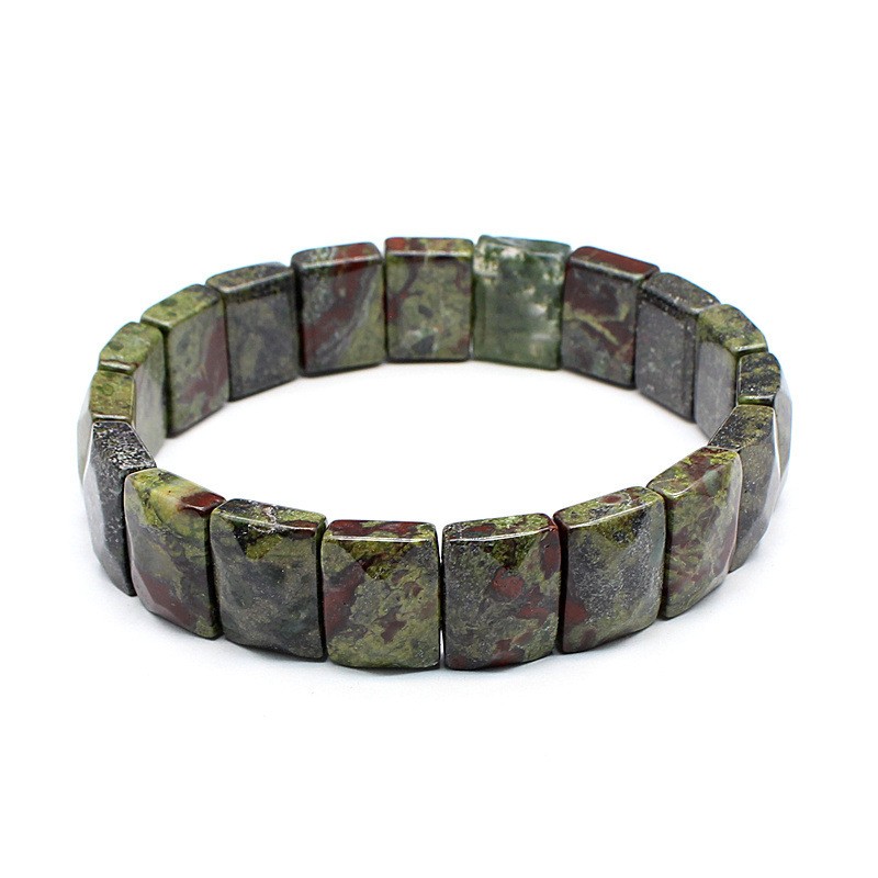 1-5PCS Natural stone crystal rectangular cut dragon blood stone bracelet