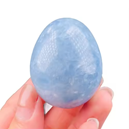 Celestite Egg – Natural Angelic Blue Crystal, Spiritual Healing Stone Gift