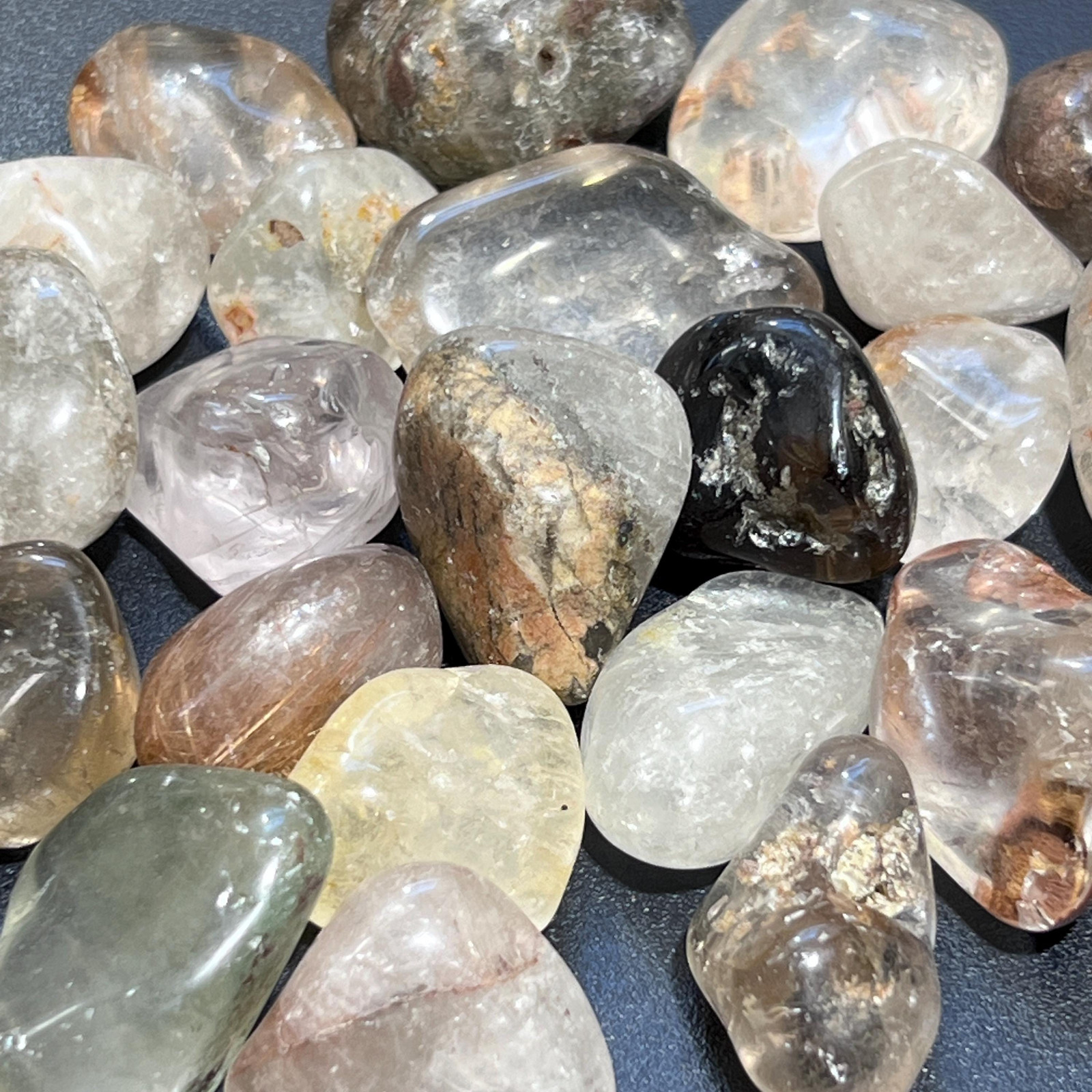 Large Included Quartz Crystal Tumbled Stones (Lodolite) (By The Piece or Pound)