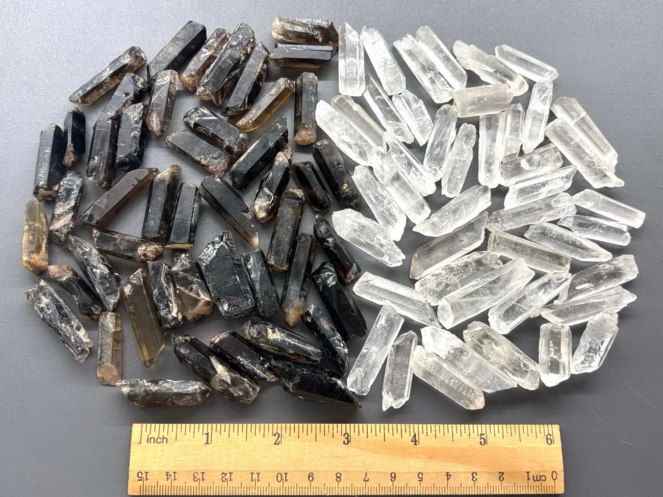 100pcs Bulk Mixed Clear & Smoky Quartz Crystal Shards Broken Terminated Wands
