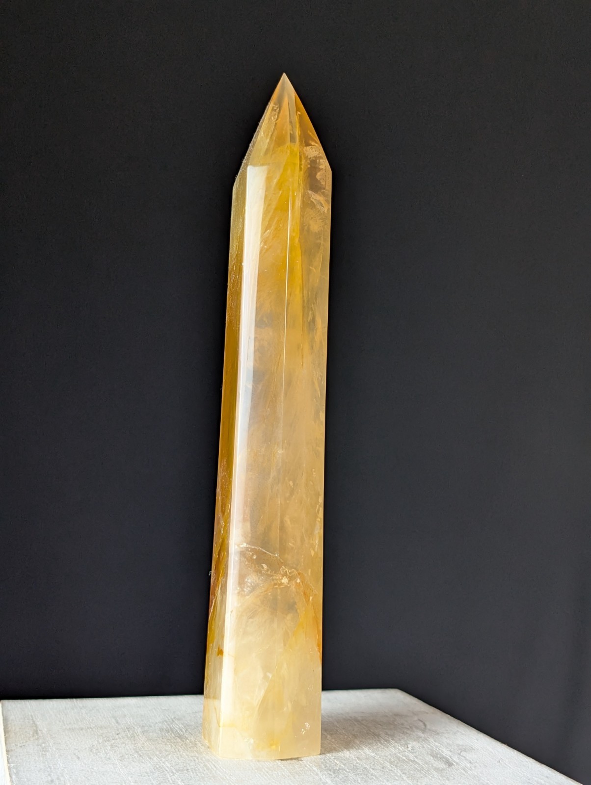 Golden Healer Tower Crystal Point Large Big Gemstone Chakra Reiki