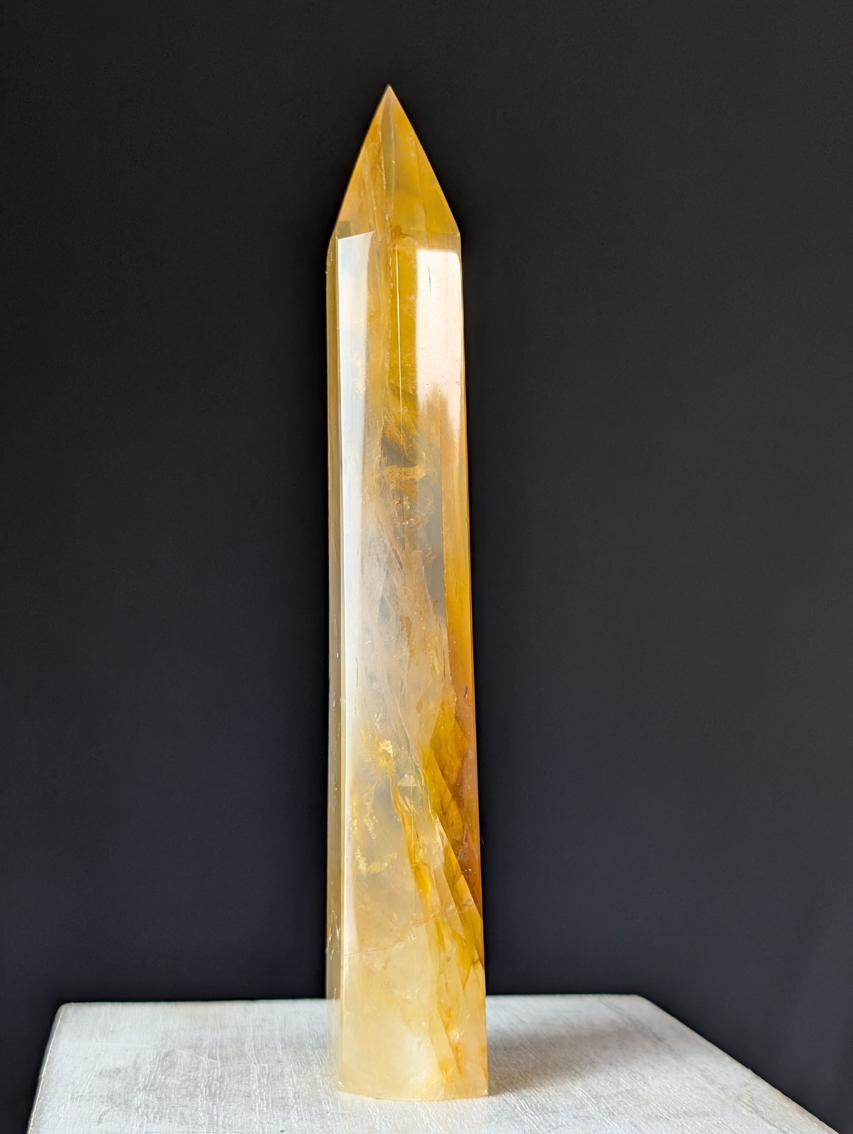 Golden Healer Tower Crystal Point Large Big Gemstone Chakra Reiki