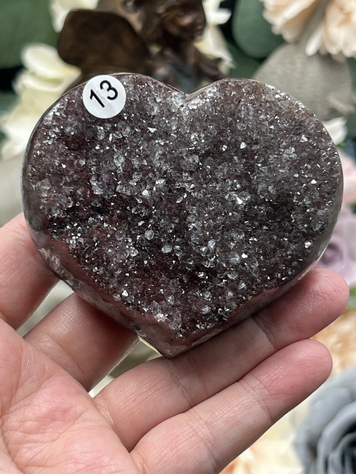 Natural Black Amethyst Sugar Druzy 3 kinds Geode Carved Hearts Free ship & Gift