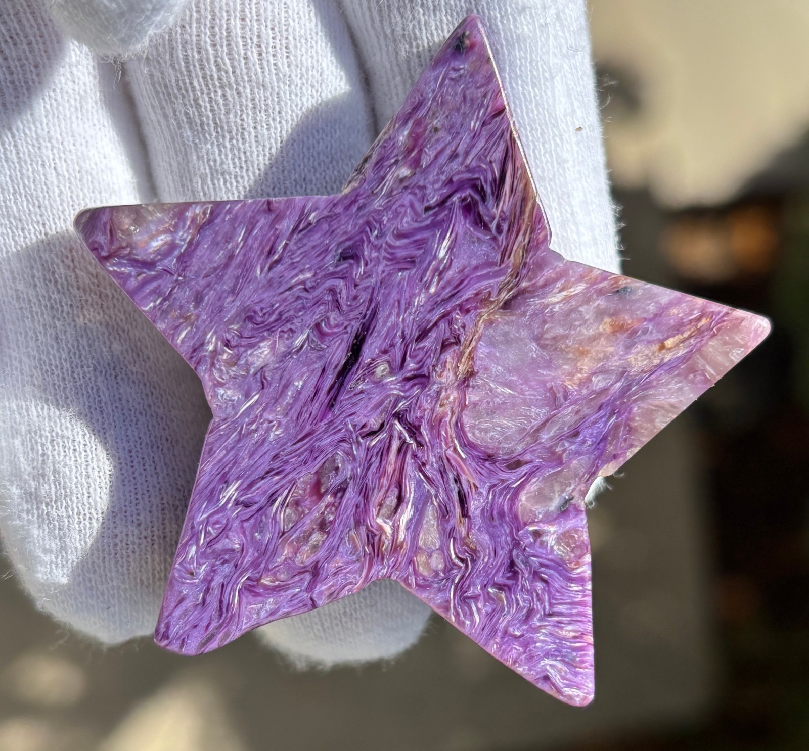 USA SALE 61g LOT 2 CHAROITE STARS STAR PALMSTONES PALMSTONE Palm Stone Stones
