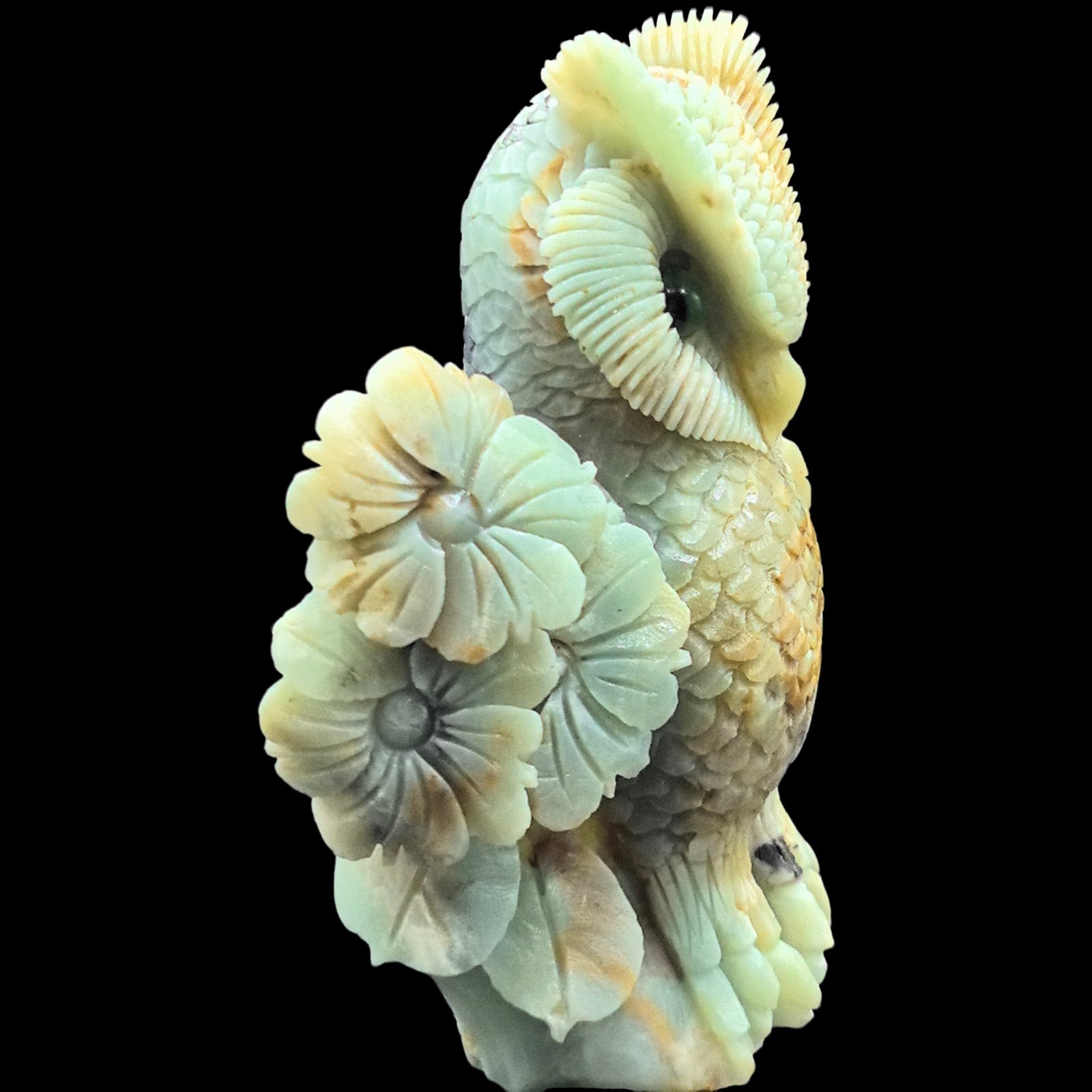 Hand Carved Amazonite Owl Sculpture – Stone Guardian of Wisdom & Silent Insight