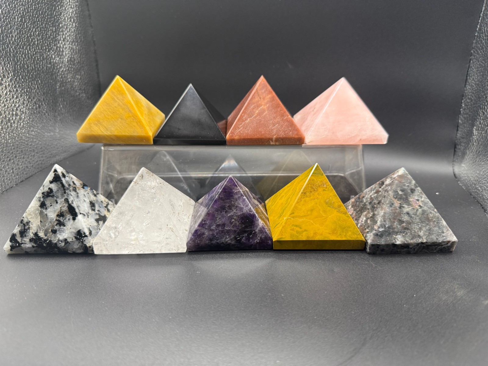 Mixed Gemstone Pyramids Large Size 2″ tall 2 1/4 x 2 1/4 base. G1033-G1035