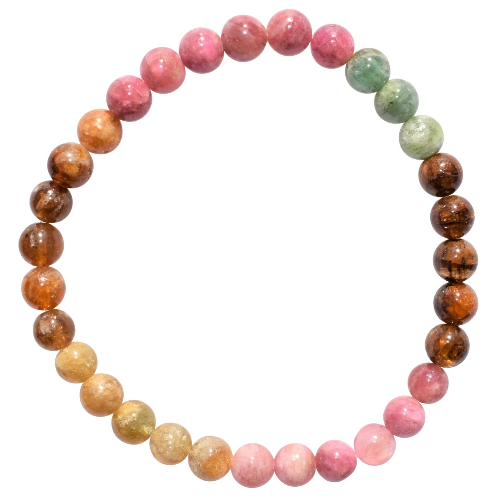 Premium CHARGED Rainbow Tourmaline Crystal 6mm Bead Bracelet Stretchy ENERGY